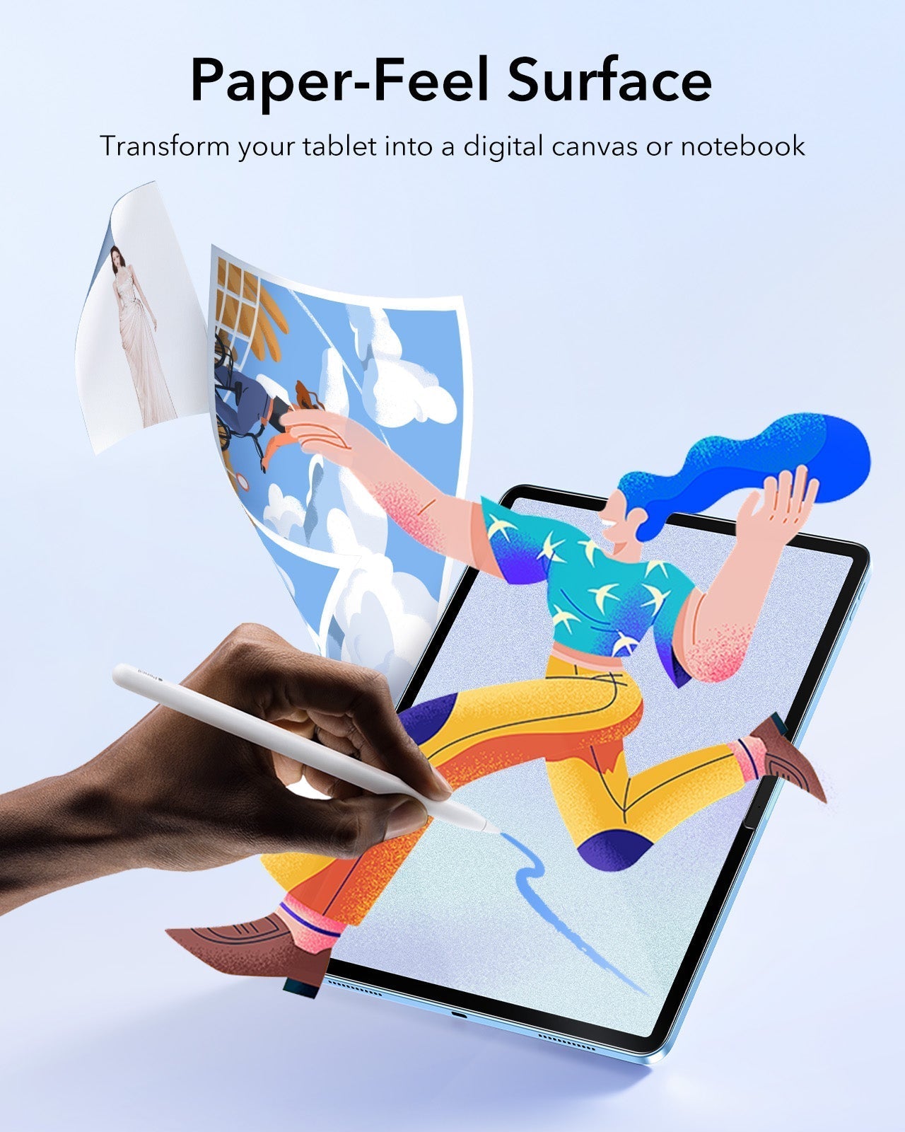 iPad 11" (A16, 2025) Paper-Feel Tempered-Glass Screen Protector Set - 2 Paper-Feel Tempered-Glass + 2 UltraFit Classic ESR ESR